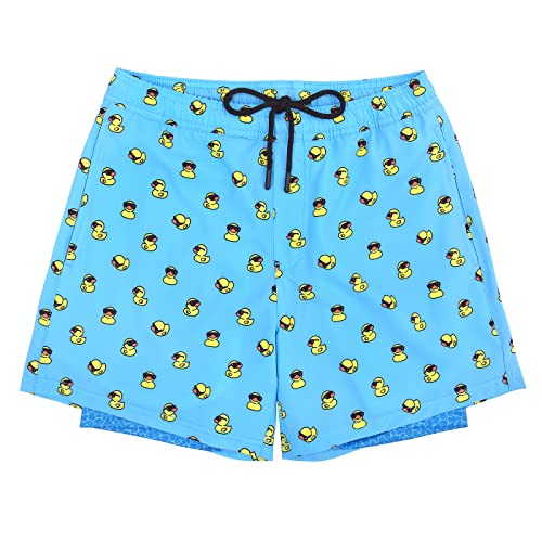 Lrd Men's Swim Trunks With Compression Liner 5 Inch Inseam Quick Dry Swim Shorts Rubber Ducks/Pool - M #TOP5