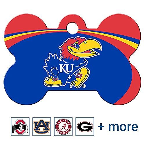GoTags Kansas State Jayhawks NCAA Personalized Engraved Sports Team Dog Tags, Bone Shape Pet ID Tags