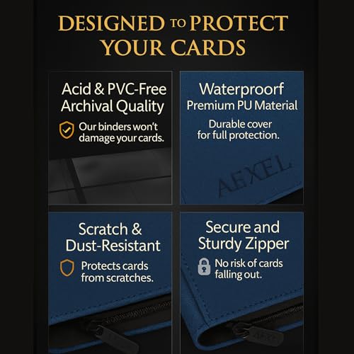 Image of Premium Trading Card Zipper Binder 360 Card Capacity 9 Pocket Pu material For Trading Cards, Sports Cards, TCG Cards (Denim blue)
