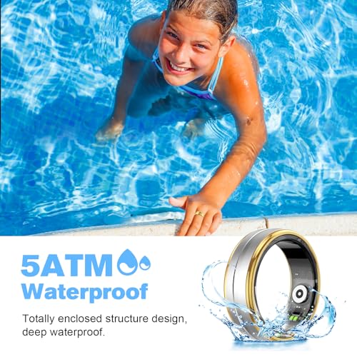 Image of Smart Ring Health Tracker Men /Women, Silver, Size 8 | Fitness Ring Sleep Tracker, Fast Charging for Long-Lasting Use, Pedometer Exercise, Monitor Sleep, Heart Rate, Stress
