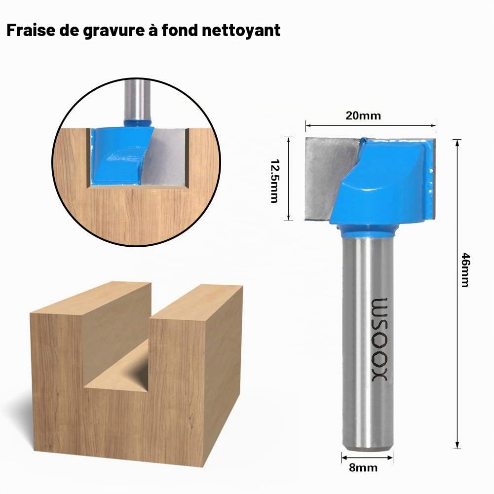 Lot de 5 mèches de nettoyage de 8 mm, fraise à bois 10/15/20/25/30mm, bleu