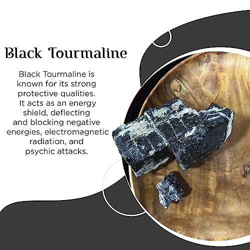 Image of Black Tourmaline Crystal Raw Stone (1 Kg) | Natural Healing Crystals for Protection & Grounding | Crystal Showpiece for Vastu Home Decor & Office Deck Decoration | Ideal Spiritual Gift (3-4 Pcs)
