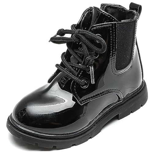 WUIWUIYU Boys Girls Chelsea Boots Side Zipper School Combat Boots Round-Toe Soft Non-slip Winter Combat Booties (Toddler/Little Kid)