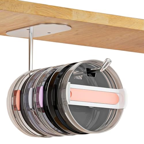 Tumbler Lid Organizer, Lid Organizers Inside Cabinet, Stainless Steel Tumbler Lid Storage Hook, Space Saving Cup Lid Organizer for Yeti Tumbler/Stanley Cup/Simple Modern Tumbler Lids