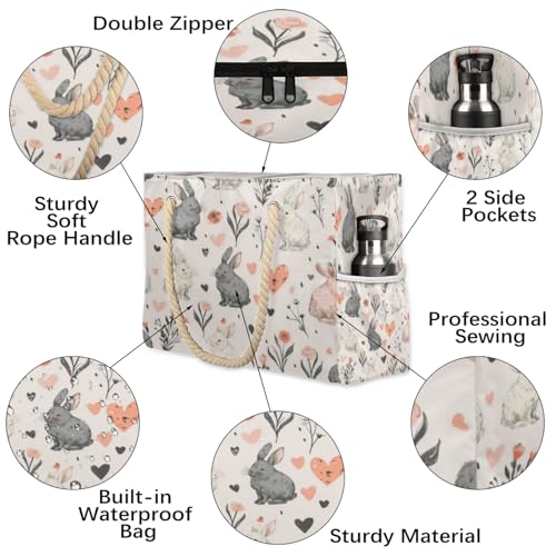 Large Beach Bags for Women, Waterproof Sandproof Beach Tote Bag with Zipper, Swim Pool Bags3