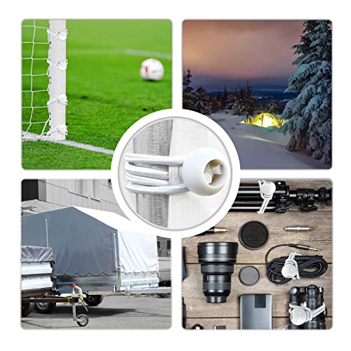 6 inch 100 Piece Heavy Duty 5mm Ball Bungee Canopy Cord by Wellmax, White Color