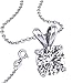 1.50 Carat Sterling 925 Silver Solitaire Pendant Necklace with 18 Inch Flexible Rolo Chain