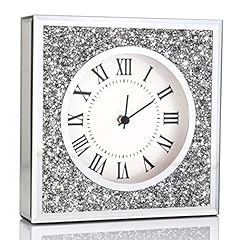 ALLARTONLY Desk Clock Wall Clock 8 x 8 x 2 Inch Crushed Diamond Mirrored Clock Table Top Decorative photo ALLARTONLY Desk Clock Wall Clock 8 x 8 x 2 Inch Crushed Diamond Mirrored Clock Table Top Decorative