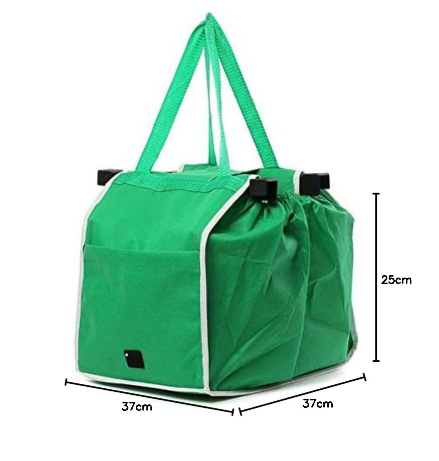 Tragbar Shoppingtasche, 2er pack Grün Einkaufstasche, BrilliantJo Einkaufswagen Tasche