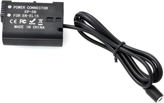 EP-5B DC Coupler EN-EL15 Dummy Battery and 9V 6A AC DC Power Supply Adapter for Nikon D7000 D7100 D7200 D7500 D500 D610 D750 D800 D810 D850 Camera