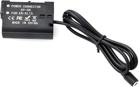 EP-5B DC Coupler EN-EL15 Dummy Battery and 9V 6A AC DC Power Supply Adapter for Nikon D7000 D7100 D7200 D7500 D500 D610 D750 D800 D810 D850 Camera