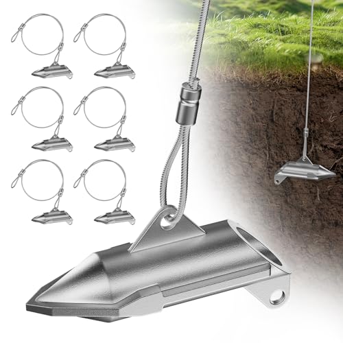 WooFog 6 Pack Earth Anchors for Trapping Duckbill Earth Anchors 30 Inch Heavy Duty Ground Anchor for Sheds Trap Anchors for Securing Trapping Stakes Greenhouses Tents