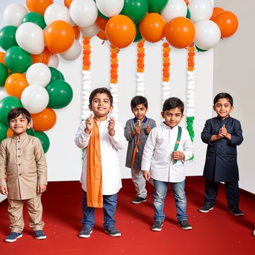 Image of Party Propz Republic Day Decoration Items - 5 Pcs Tricolour Garland for Decorations, 26 January Decoration Items, Tricolour Hanging Decorations for Republic Day, Tricolor Frill