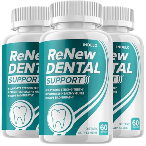 Renew Dental Support Capsules, Renew Dental Support Pills, Renew Dental Support Reviews, Tooth and Gum Supplement, Natural Extra Strength Probiotic (3 Pack - 180 Capsules)