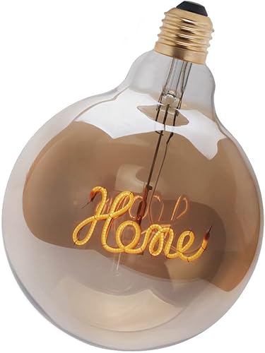 Bombilla de filamento LED vintage, globo decorativo, base E26, bombilla Edison G125 con forma de hogar, regulable, 4 W (equivalente a 40 W), blanco