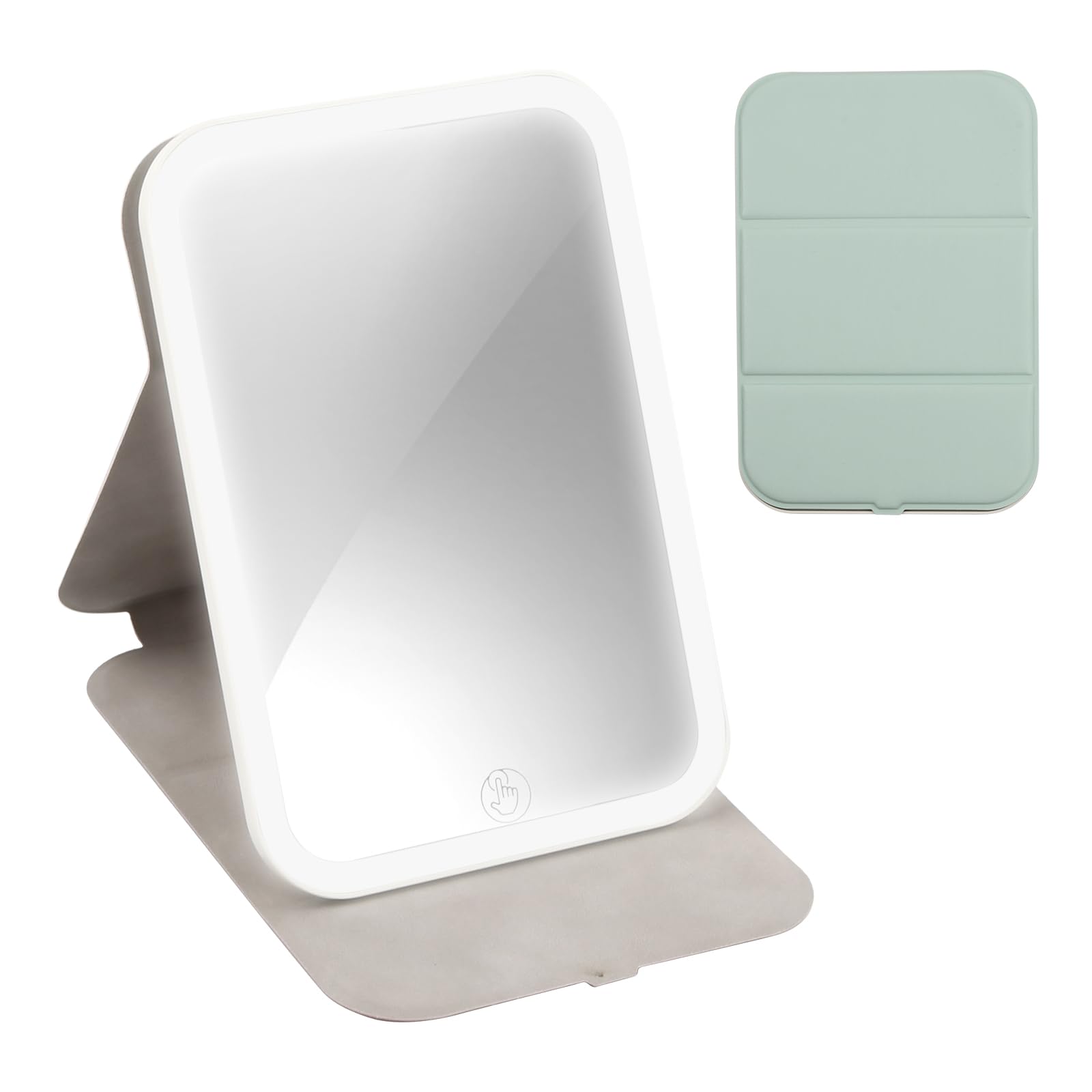 Espejo Maquillaje con Luz LED Espejo Tocador Táctil Ultra Alta Definición Recargable Espejo con Luces para Maquillaje Cosméticos Portatil Espejo de Maquillaje de Viaje con Iluminación (Verde)