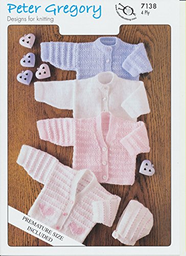 Peter Gregory Gosling & Snow Goose 4 Ply Knitting Pattern - Childrens Woollen Cardigans & Bonnet (PG 7138)