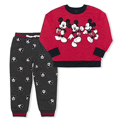 Disney Boy's 2-Piece Mickey Mouse The One and Only Pullover and Jogger Pant Set, Grey/Red, Size 4