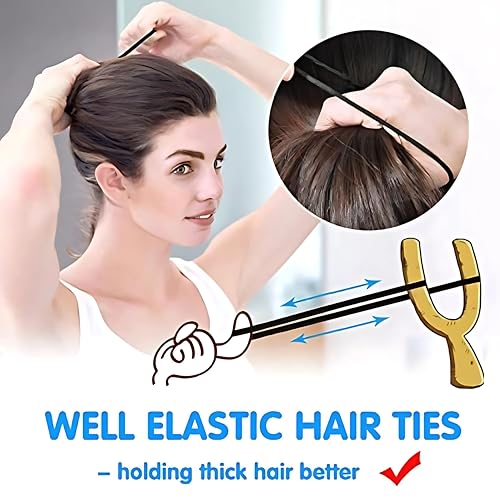 Image of Curated Cart 12 Pcs 2mm Multicolor Hair Ties Bands - Durable Ponytail Holders for Women, Men, and Girls - Strong Elastic Hair Accessories for Medium to Thick Hair