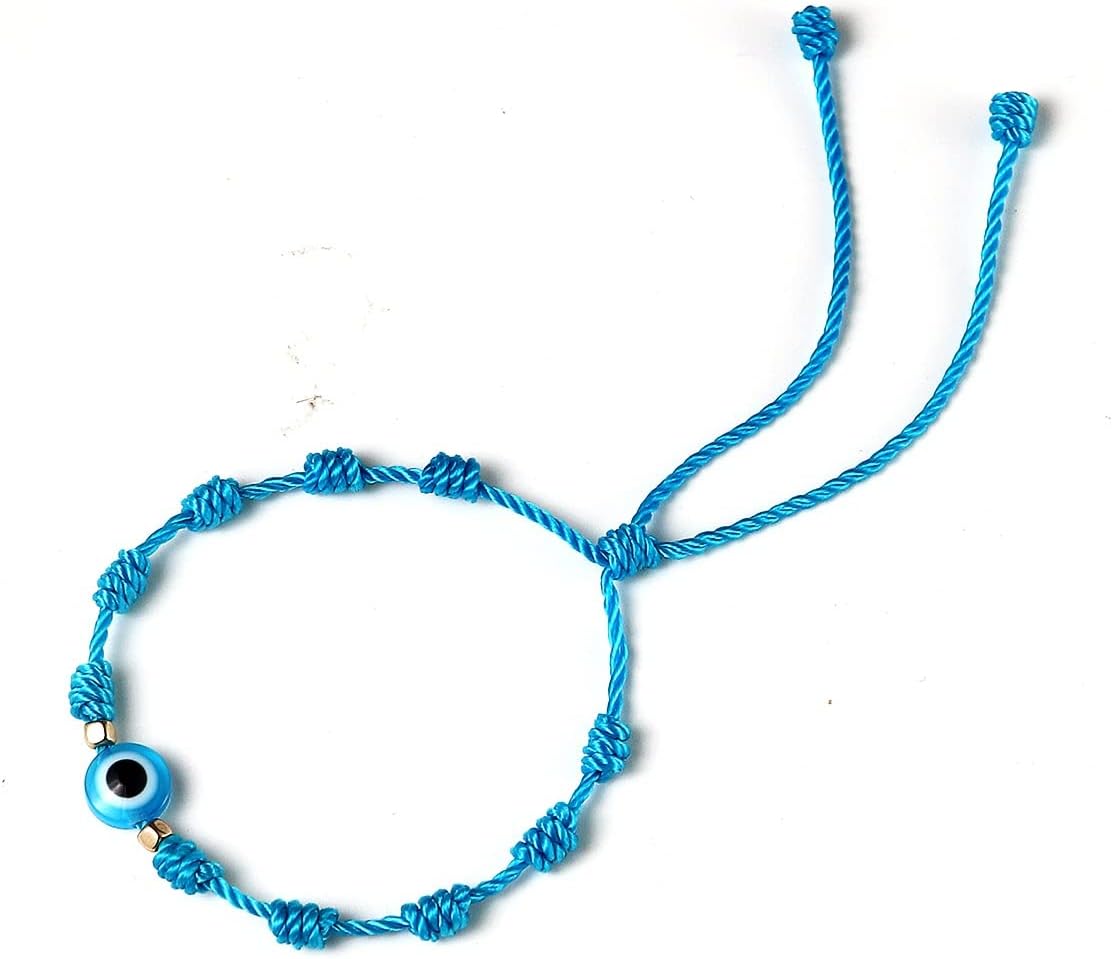 Caiyao Evil Eye Bracelet - Handmade Adjustable Red Black String Knot Lucky Kabbalah Protection Bracelet