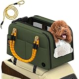 PAWZIDEA Center Console Dog Car Seat, Enclosed Small Dog Armrest Booster Carseat, Secure Straps &Anti Slip, Portable TSA Approved Puppy Pet Carrier Soft-Sided, Removable Pillow Storage Pocket, up 12lb