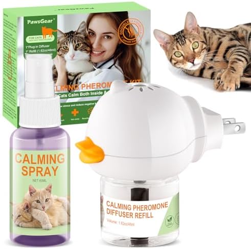 Cat Calming Pheromone Diffuser and Spray,Reduces Fighting,Relieves