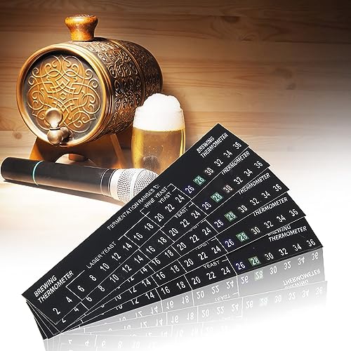 Brewing Thermometer LCD Adhesive Sticker Set with 5 Pieces Stickers, Accurate Temperature Reading for Home Brewing and Wine