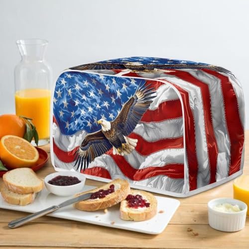 Image of American Flag Eagle Toaster Cover Kitchen Bakeware Protector Fits for Most Standard 2 Slice Toasters July 4th Independence Memorial Day Decor