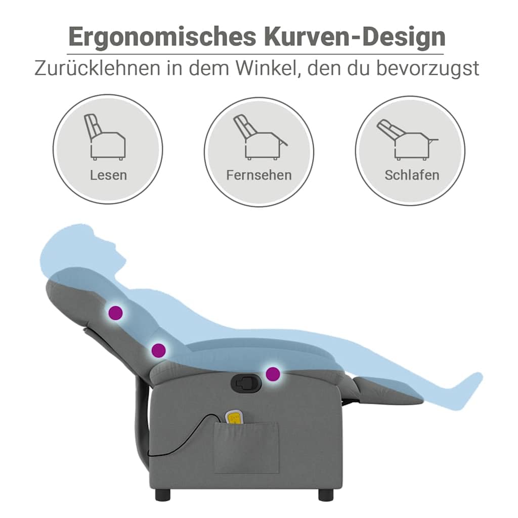 vidaXL Massagesessel Dunkelgrau Stoff