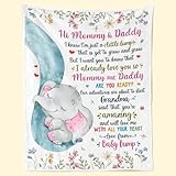 Lindanr Personalized Hi Mommy and Daddy Blanket from Baby Bump, Grandma Told Me That You are Awesome Blanket, Custom Elephant Baby Blankets, Gifts for New First Mom Dad to Be