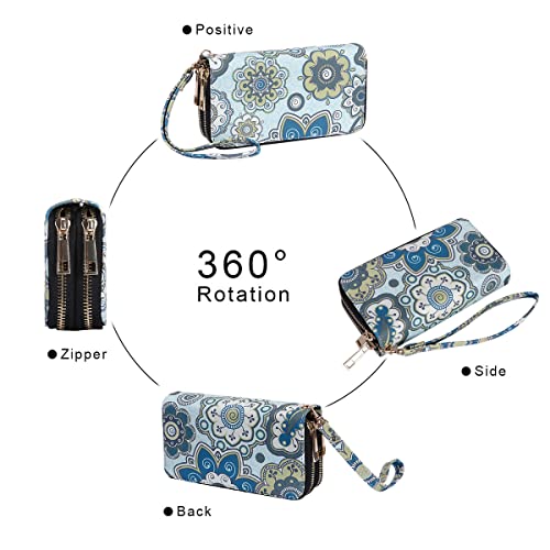 Image of XEYOU Double Zipper Long Clutch Wallet Cellphone Wallet for Women with Removable Wristlet Strap for Credit Card, Cash, Coin, Bill