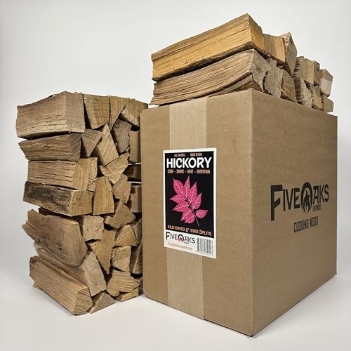 FiveOaks Firewood Pizza Oven Wood Kiln Dried Mini Split Hickory 8" inch Long for Cooking,Pizza Wood for Grilling or Smoking 1,248 cu. in. of Hickory