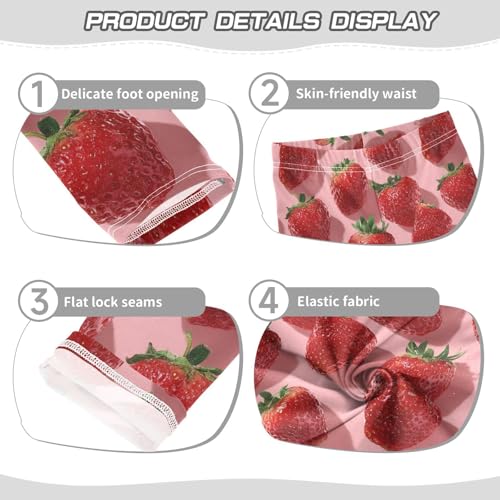 Girls Leggings Strawberries Pink Soft Toddler Leggings for Girls Kids Pants Size 4T-10T3