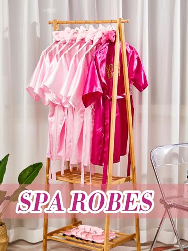 Bokon 40 Pcs Girls Spa Party Supplies 10 Birthday Squad Princess Robe 10 Tote Bags 10 Headbands 10 Spa Masks for Birthday4