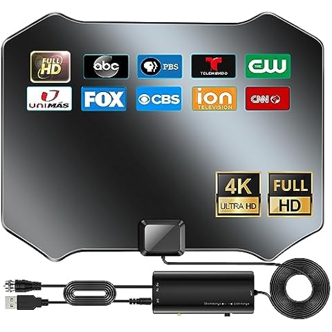 2025 TV Antenna for Smart TV Indoor, 1300+ Miles Long Range TV Antenna for Local Channels, Digital TV Antenna Indoor 360°Reception, Support 8K 4K 1080p HDTV Antenna with 25ft Coaxial Cable Cover