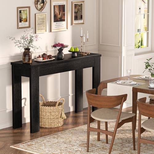 Image of Armocity Console Table, Small Farmhouse Wood Entryway Table, Sofa Tables Narrow Long Behind Couch, Entry Table for Entrance, Hallway, Living Room, 32 inch, Embossed Black