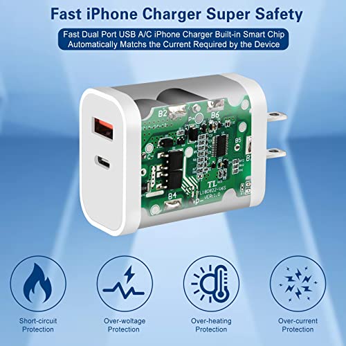Fast Charger iPhone,Dual Port A/C iPhone Charger Fast Charging Block,2Pack Super Quick Double Apple iPhone Wall Charger Power Adapter 10FT USB C to Lightning Cable for iPhone 14/13/12/11/ProMax/XS/XR by WILLTOP - Image 4