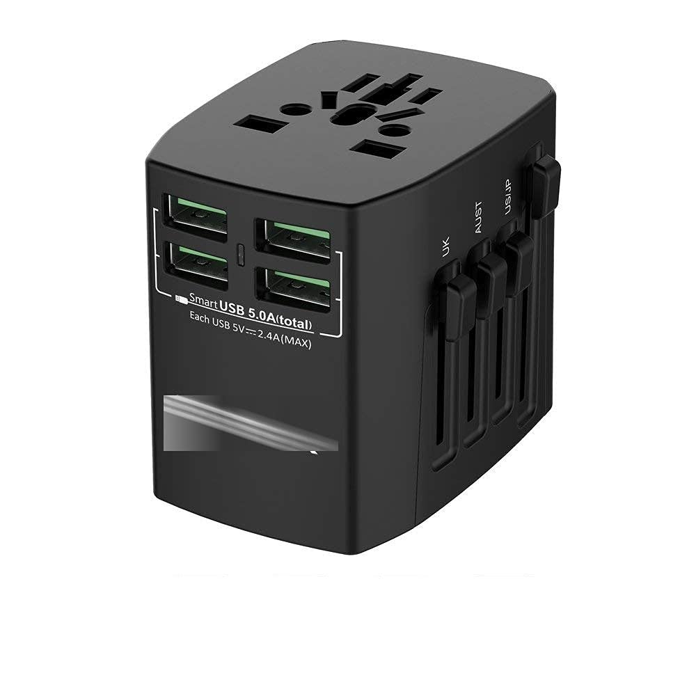 Adattatore di alimentazione universale in tutto il Adattatore di viaggio International Outlet con 4 USB Porte di ricarica e fusibile di ricambio presa universale presa elettrica Spina da viaggio per a