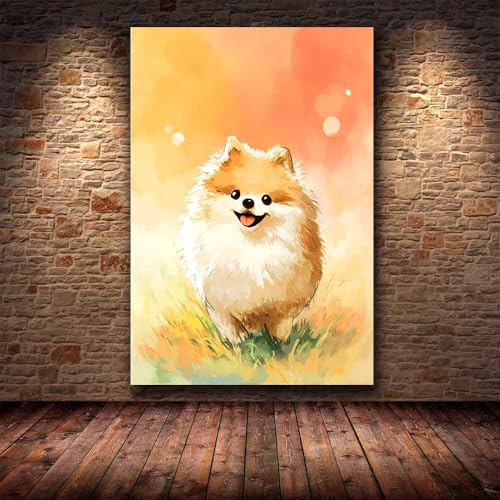 Poster chien carlin HUYEEI impression d'art 40x60cm encadrée décor de salon - 4