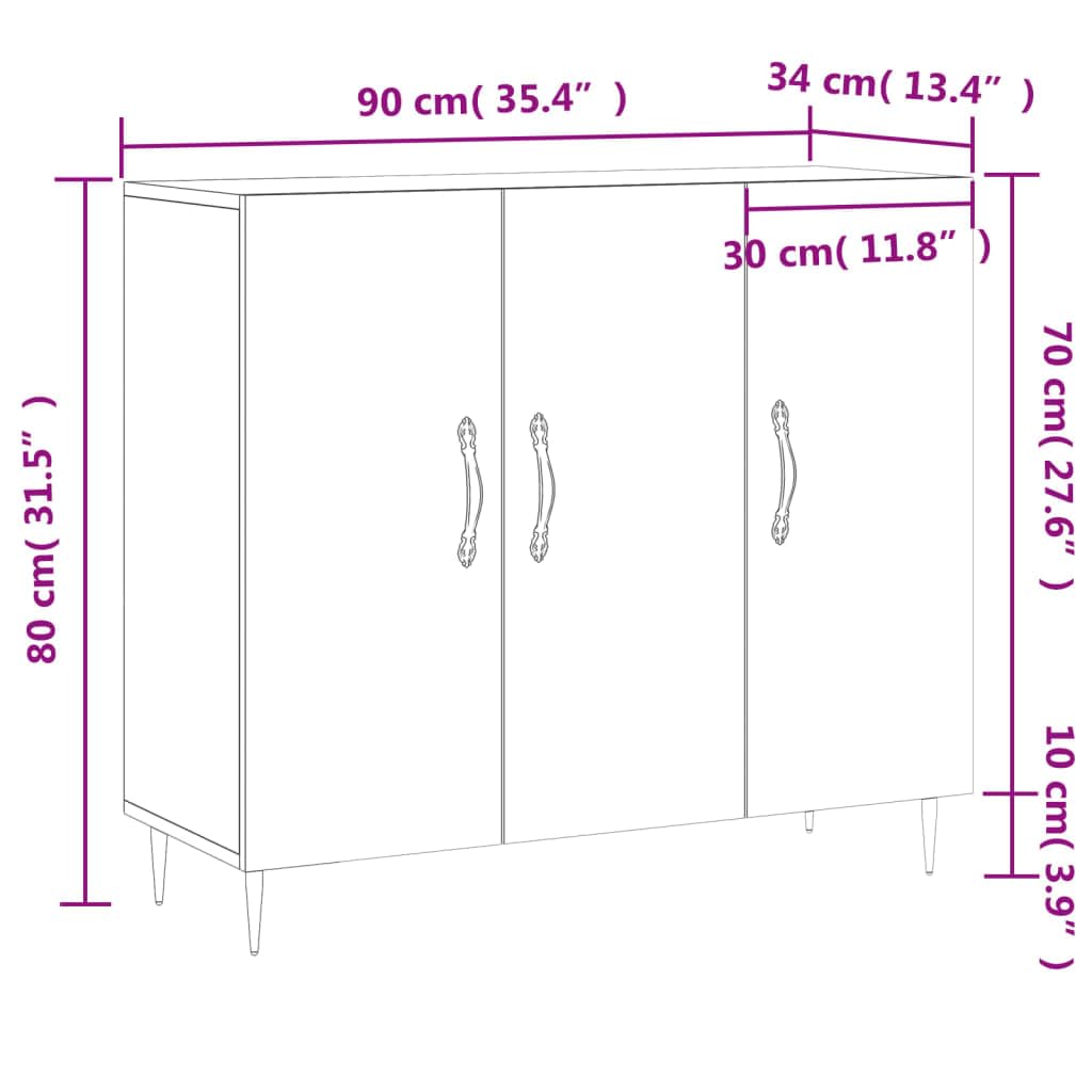 Credenza bianca, 90 x 34 x 80 cm, in legno con gambe in metallo, cassettiera per soggiorno, sala da pranzo, cucina, corridoio, design moderno, superficie stabile, contenitore versatile