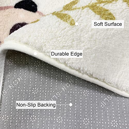 Abreeze Kids Runner Rug 5.3Ft,Animals Area Rug Play Mat For Kids Non Skid Washable Animal Throw Rugs Cute Cartoon Floor Carpet For Living Bedroom Study Nursery Dorm 2'X5.3',White #TOP4