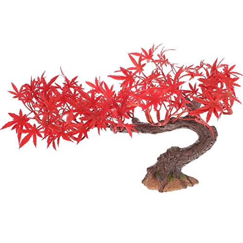 Hanabass Artificial Bonsai Plants Artificial Bonsai Tree Red Maple Tree Faux Plant Fake Bonsai Desk Plant Landscape Decoration For Home Living Room Bedroom Office Decor Japanese Straw Decoration #TOP6