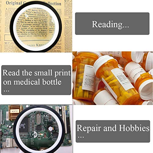 Image of ZURATO Magnifying Glass 30X, Large Magnifier with Light, LED Illuminated & Handheld, Premium High Power Magnify Glass for Reading Books, Newspaper, Seniors, Macular Degeneration, Stamps