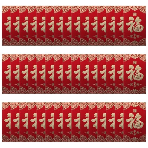 Enveloppes traditionnelles haut de gamme de l'Année du Cheval en papier rouge solide x60