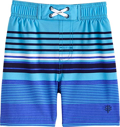 Coolibar UPF 50+ Baby Boys' Island Swim Trunks - Sun Protective (18-24 Months- Blue Wave Rider Stripe)