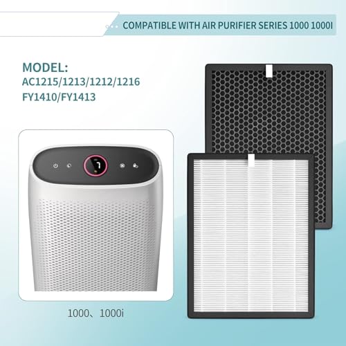 Image of SEIBEN Activated Carbon + HEPA Filter Set Compatible With Philips Air Purifier Model AC1215, AC1217, AC 1211. Free Cleaning brush inside.