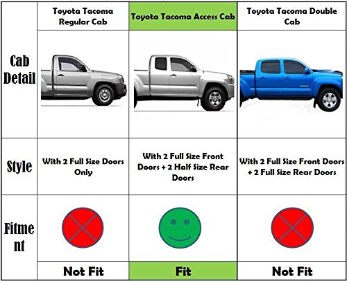 D&O Motor 4Pcs Front+Rear Smoke Sun/Rain Guard Outside Mount Tape-On Window Visors For 95-04 Tacoma Access/Extended Cab With Half Size Rear Doors #TOP2
