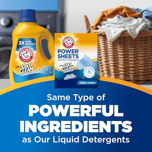Image of ARM & HAMMER Plus OxiClean Power Sheets Laundry Detergent, 52 Count