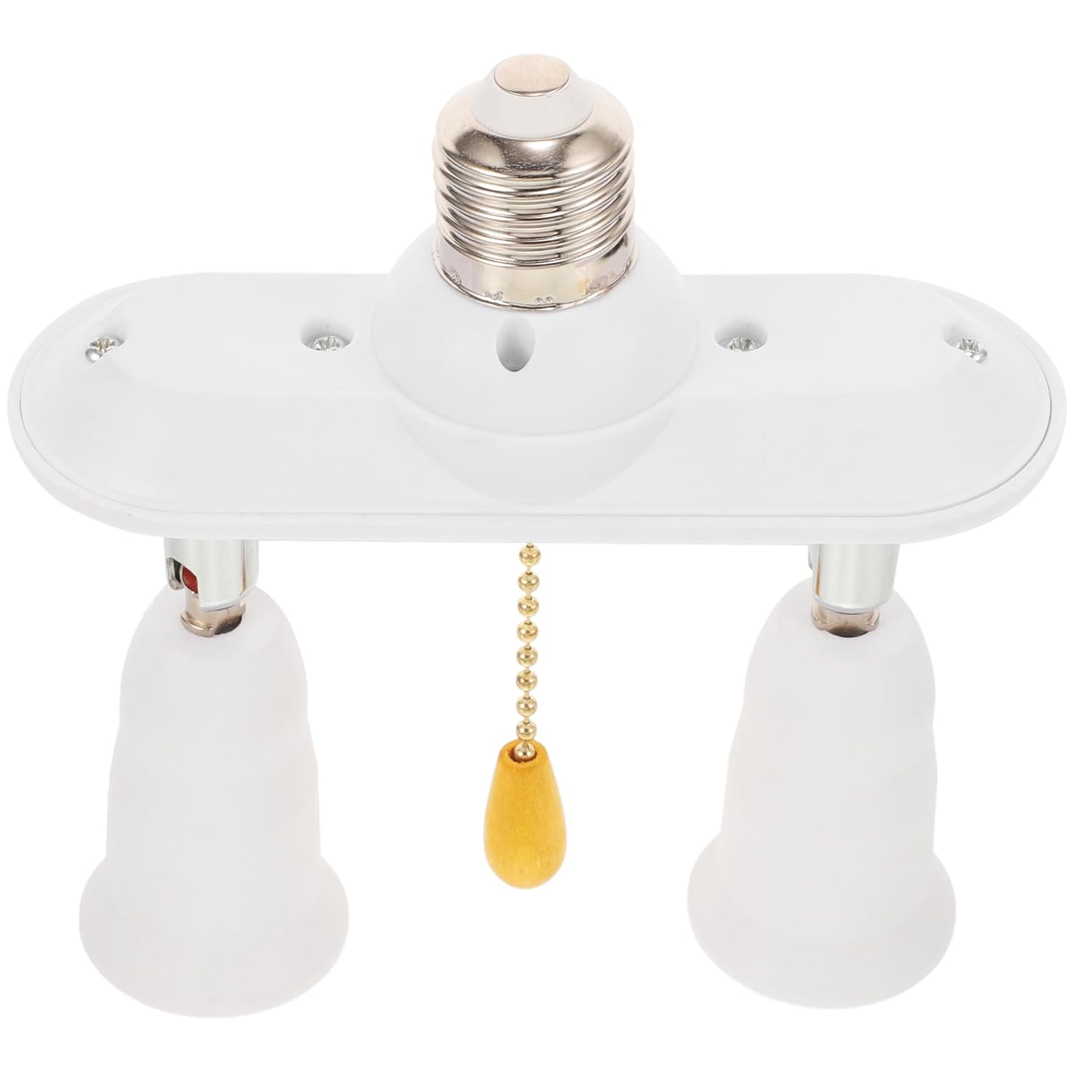 ARTIBETTER Socket Adapter Splitter E27 to Dual E27/E26 Lamp Holder with Pull Chain for Home Indoor Lighting 6.29X5.70X2.16 Inch Light Socket Converter