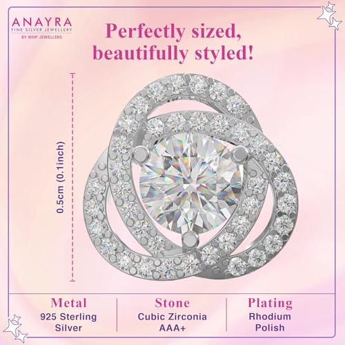 Image of 925 Sterling Silver Stud Earrings for Women | Cubic Zirconia Solitaire Ear Studs | Lightweight Hypoallergenic Anti-Tarnish Daily Wear Jewellery | Gift for Girls, Wife, Girlfriend, Mother, Sister | Birthday, Anniversary, Rakhi